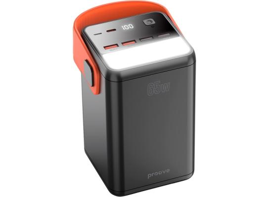 Proove Powerbox 65W 60000mAh Portable Battery Power Bank, Type-C + 4 USB-A, Micro USB, with Flashlight - Black
